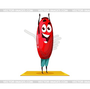 Cartoon barberry character on yoga or pilates pose - royalty-free vector image