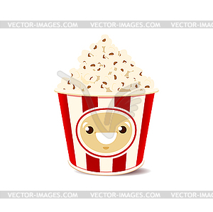 Cartoon funny popcorn character. pop corn - color vector clipart