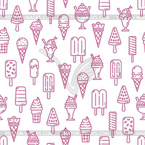 Ice cream frozen sundae, popsicle seamless pattern - vector clipart