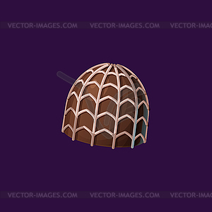 Candy with spider web net, sugary confection icon - vector clipart