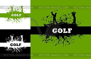 Golfing sport, golf players silhouettes - vector clipart / vector image