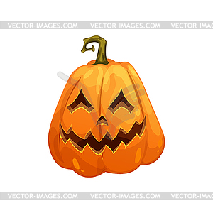 Cartoon Halloween pumpkin character, scary smile - vector clipart