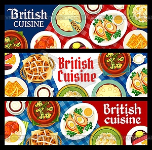 British cuisine restaurant meals banners - vector clipart