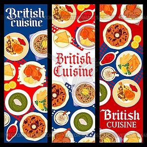British cuisine restaurant food banners - vector image
