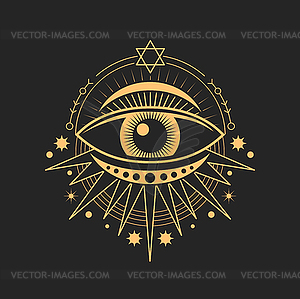 Eye occult and esoteric symbol, magic tarot sign - vector clipart