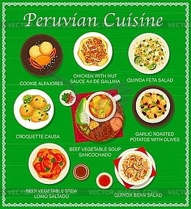 Peruvian cuisine restaurant food menu page - vector clipart