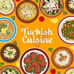 Turkish cuisine restaurant menu page cover - vector image