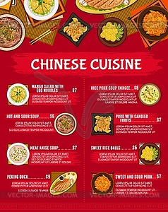 Chinese cuisine restaurant meals menu - royalty-free vector clipart