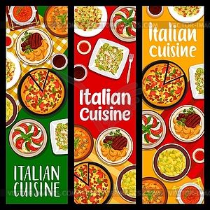 Italian cuisine food meals vertical banners - vector clipart