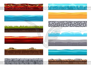 Soil ground layer, cartoon game level landscape - vector image