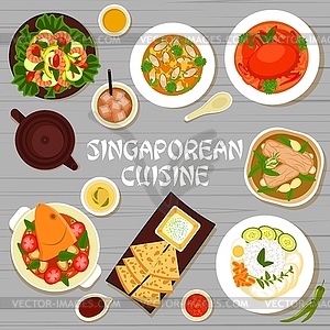 Singaporean cuisine restaurant food menu cover - vector EPS clipart