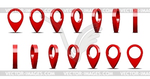 3D locator pin animated game or travel map sprite - vector clipart