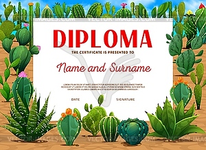Детский диплом мексиканские колючие кактусовые суккуленты - изображение в векторном виде