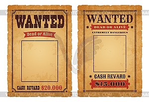 Western robber wanted, dead or alive retro banner - vector clipart