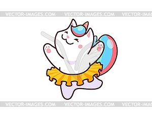 Мультяшный милый кавайный танцующий персонаж caticorn - векторный клипарт Royalty-Free