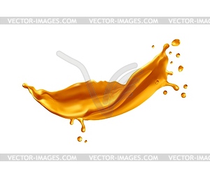Всплеск золотой волны, капельки сиропной карамели - изображение в векторном виде