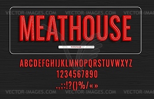 Steak font, butcher typeface, steakhouse type abc - vector image