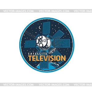 Telecommunication satellite, television retro icon - vector EPS clipart