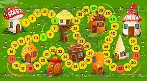 Kids boardgame with fairy houses, puzzle game - vector clipart