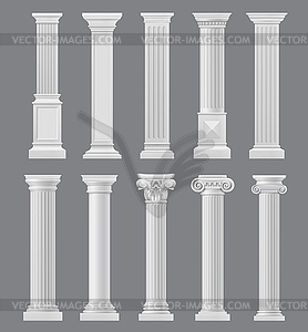 Temple or palace marble antique columns, pillars - vector image