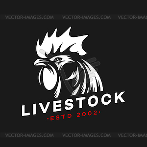 Rooster icon, poultry farm mascot or symbol - vector clipart