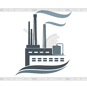 Industry factory, plant building graphic icon - vector clipart