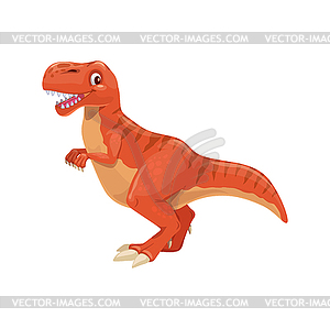 Мультяшный динозавр-тираннозавр, милый персонаж динозавра - векторизованное изображение