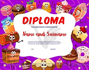 Детские дипломные мультяшные десерты, персонажи пекарни - графика в векторном формате