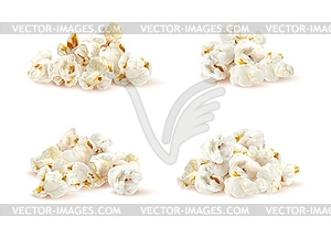 Popcorn stacks, realistic pop corn piles - vector clip art