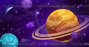 Cartoon galaxy space landscape, background - vector clipart / vector image