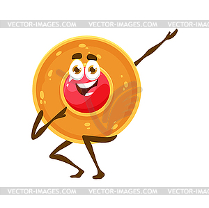 Cartoon round crumbly cookie dessert character - vector clip art