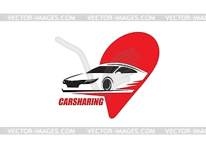 Carsharing or rental automobile service icon - vector image