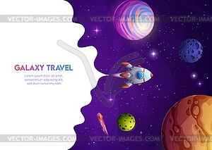 Space landing page space rocket in galaxy - vector image