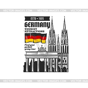 Germany travel landmarks icon, Berlin sightseeing - stock vector clipart