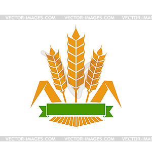 Значок колоса злака с изображением пшеничного и ржаного снопов - векторное изображение EPS