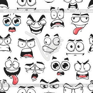 Cartoon emoji faces seamless pattern, background - vector clipart