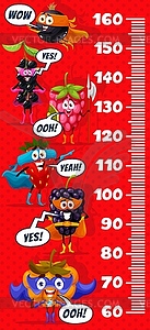 Kids height chart ruler cartoon superhero berry - vector clip art