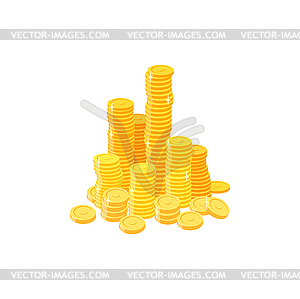 Cartoon golden coins stack, money, gamble game win - vector image