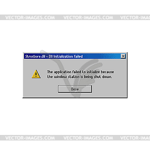 Сообщение в окне ошибки, не удалось инициализировать dll - изображение в формате EPS