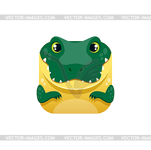 Cartoon crocodile kawaii square animal, alligator - vector clip art