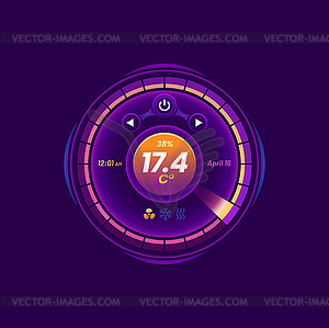 Экран термостата, интеллектуальная шкала управления термометром - графика в векторе