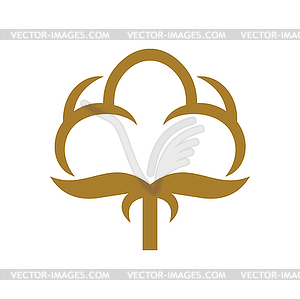 Cotton icon or organic flower plant symbol - vector clipart