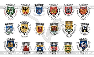 Portugal coat of arms, Portuguese heraldic emblems - vector image