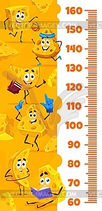 Kids height chart cartoon maasdam and gouda cheese - vector image