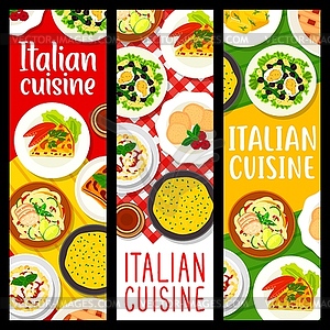 Italian cuisine meals banners, Italy dishes - vector clip art