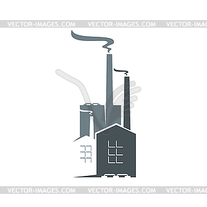 Factory building, industrial plant monochrome icon - vector image