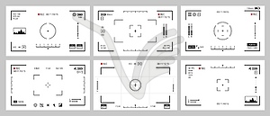 Camera viewfinder screens with focus frames - vector EPS clipart