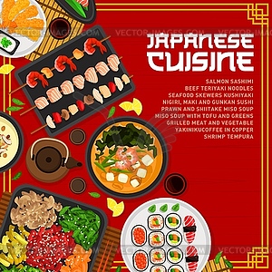 Japanese cuisine menu cover design, Japan food - vector clipart