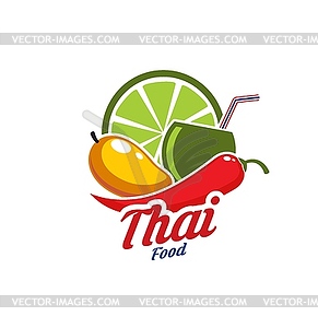 Thai cuisine, Asian food, Thailand restaurant icon - vector clipart