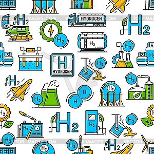 Водородный промышленный бесшовный фон с рисунком - векторный клипарт